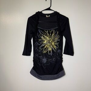 Vixen Women’s Floral Y2K 3/4 Sleeve Blouse